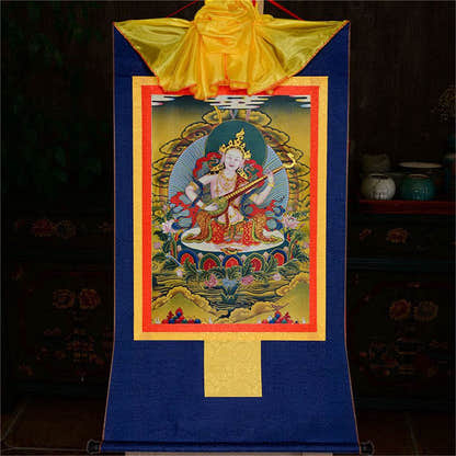 Saraswati - Tibetan thangka painting, view 11
