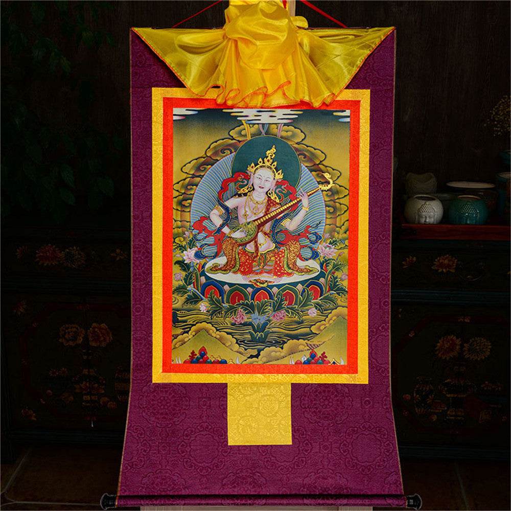 Saraswati - Tibetan thangka painting, view 13