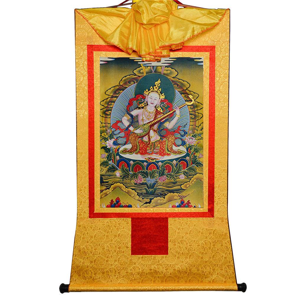 Saraswati - Tibetan thangka painting, view 15