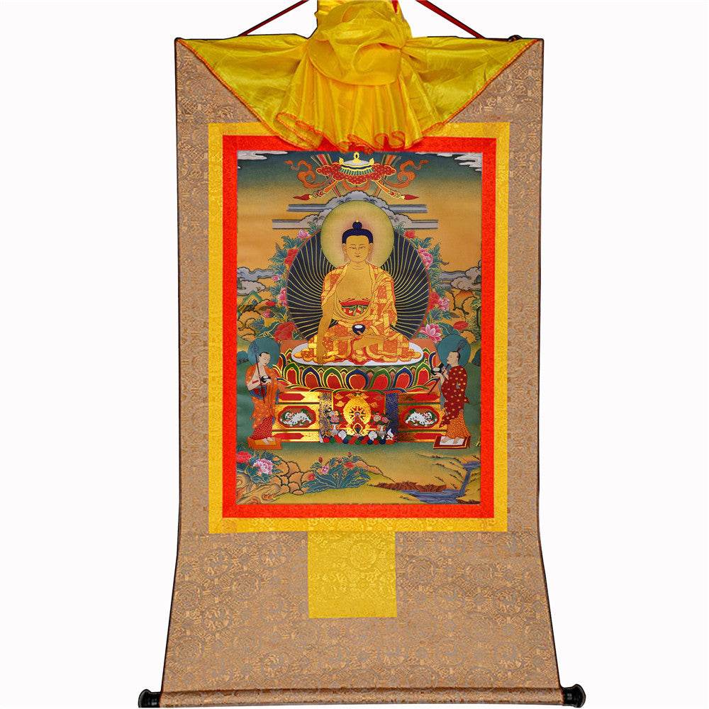 Shakyamuni,Gautama Buddha - Tibetan thangka painting, view 8