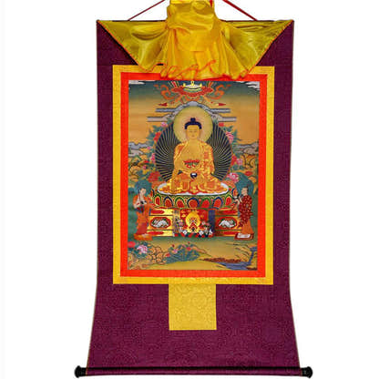 Shakyamuni,Gautama Buddha - Tibetan thangka painting, view 12
