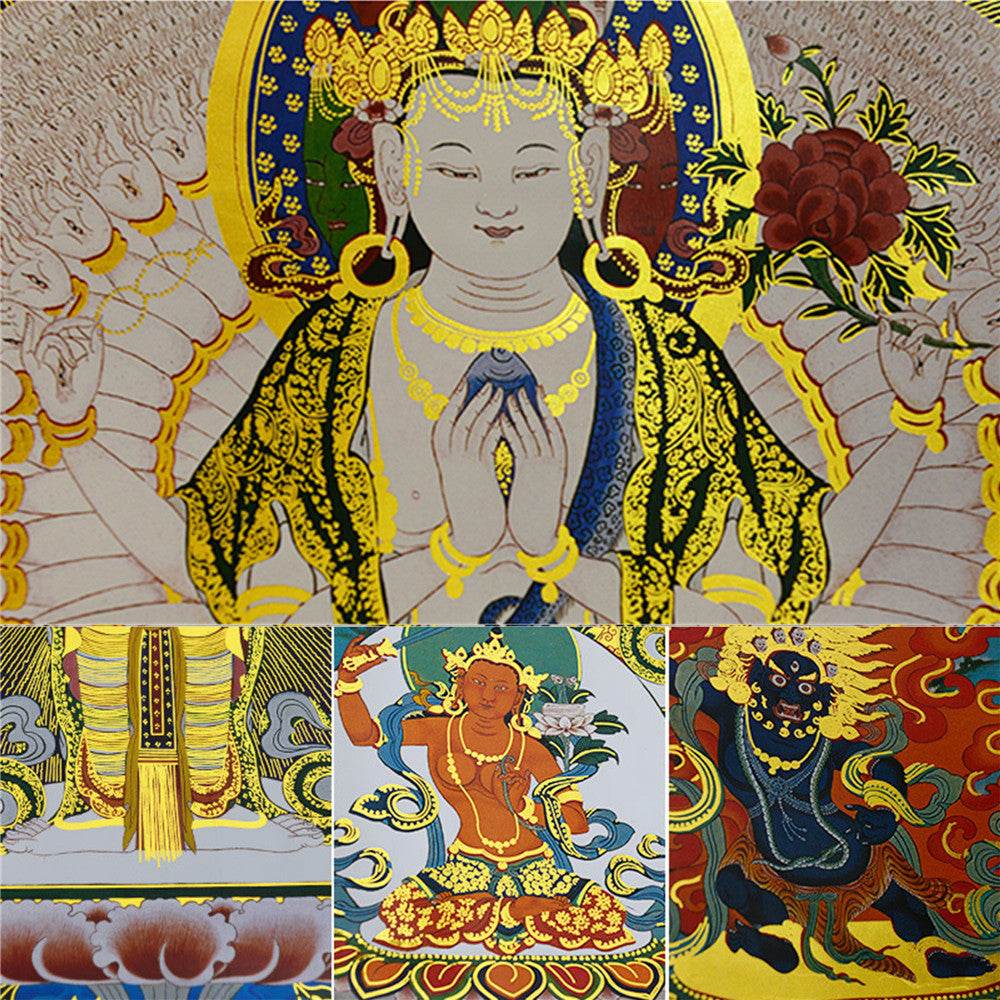 Avalokitesvara - Tibetan thangka painting, view 15
