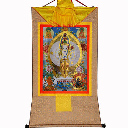 Avalokitesvara - Tibetan thangka painting, view 8