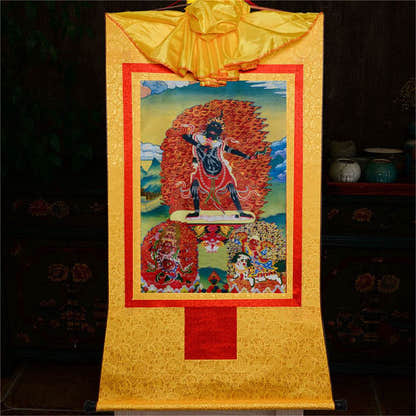 Ekajati,Rahula,Vajrasadhu - Tibetan thangka painting, view 14