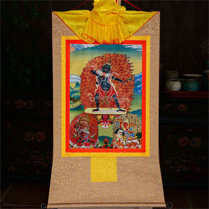 Ekajati,Rahula,Vajrasadhu - Tibetan thangka painting, view 8