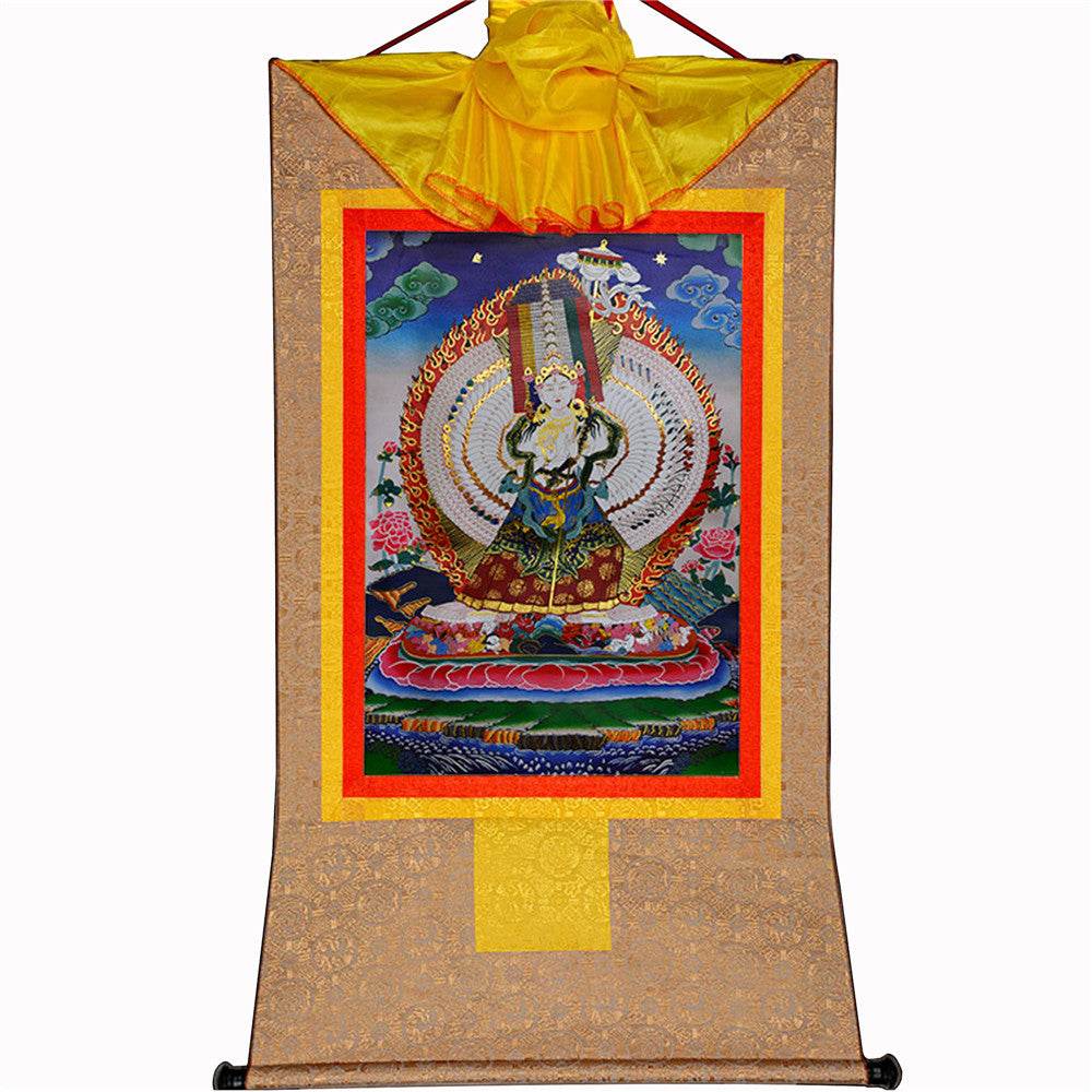 Usnisa Sitatapatra-Great White Parasol - Tibetan thangka painting, view 9