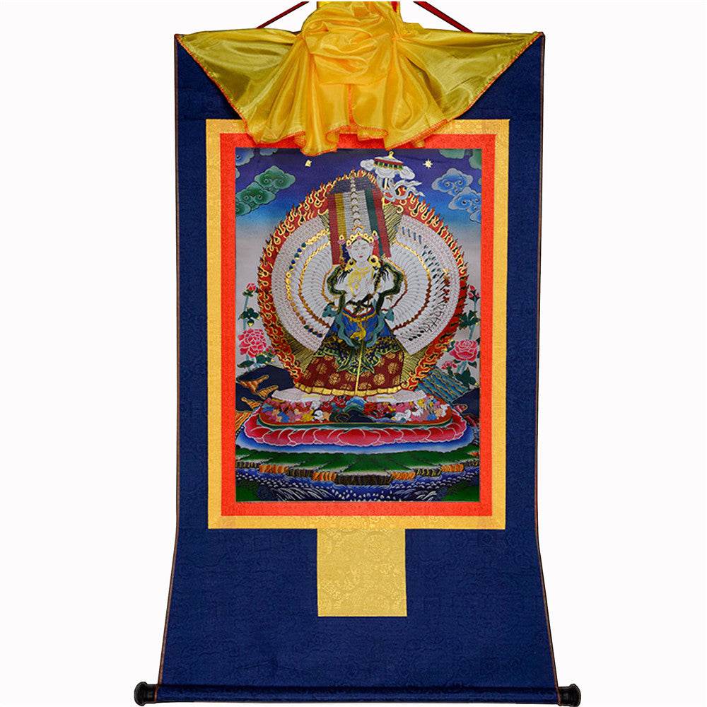 Usnisa Sitatapatra-Great White Parasol - Tibetan thangka painting, view 11