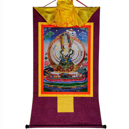 Usnisa Sitatapatra-Great White Parasol - Tibetan thangka painting, view 13
