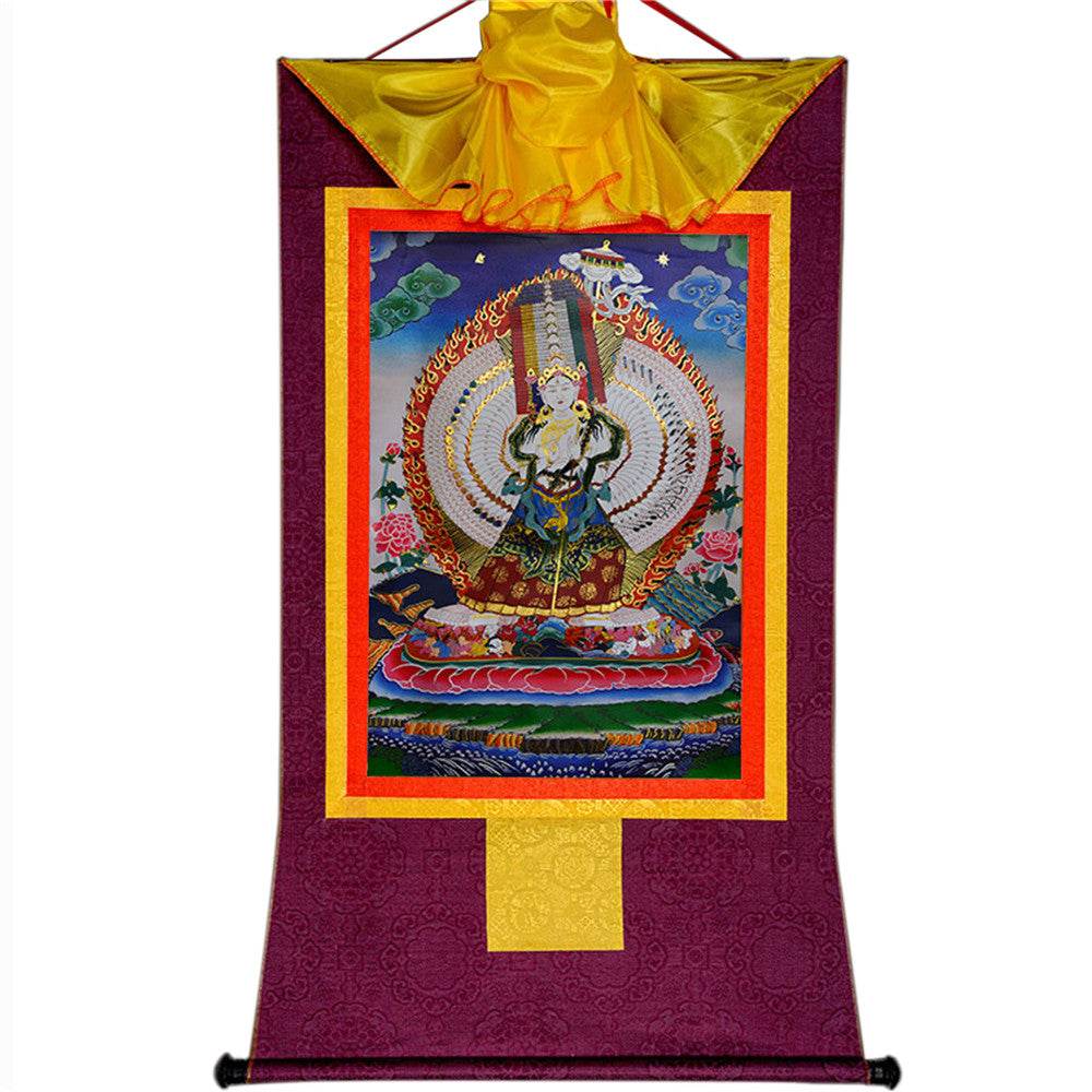 Usnisa Sitatapatra-Great White Parasol - Tibetan thangka painting, view 13