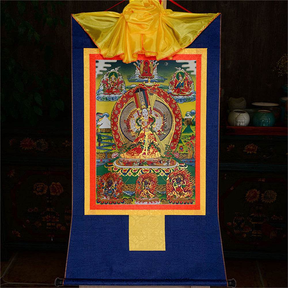 Usnisa Sitatapatra-White Parasol - Tibetan thangka painting, view 10