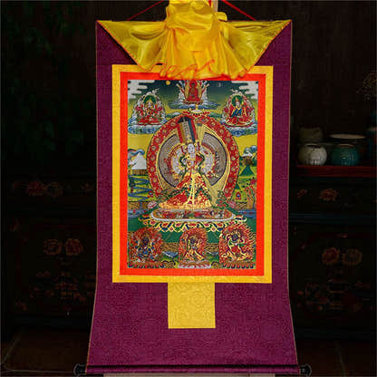 Usnisa Sitatapatra-White Parasol - Tibetan thangka painting, view 12