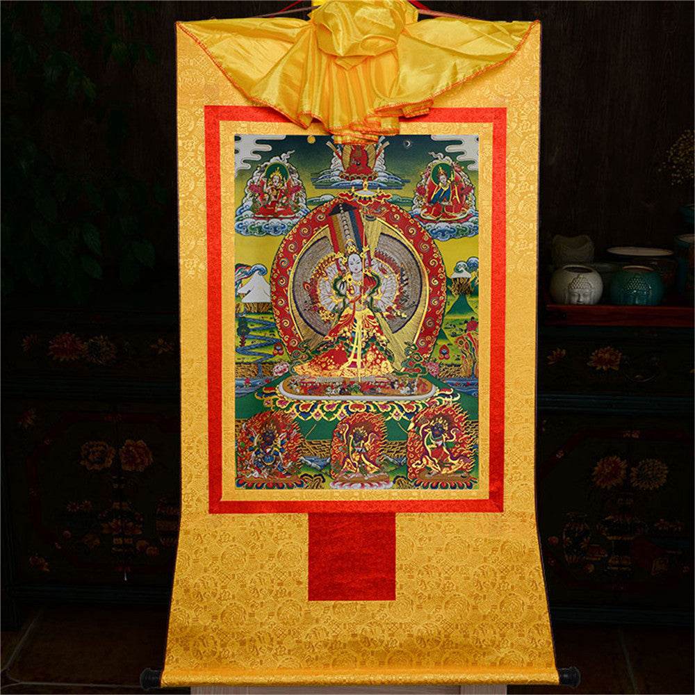 Usnisa Sitatapatra-White Parasol - Tibetan thangka painting, view 15
