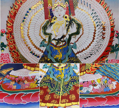 Usnisa Sitatapatra-Great White Parasol - Tibetan thangka painting, view 14