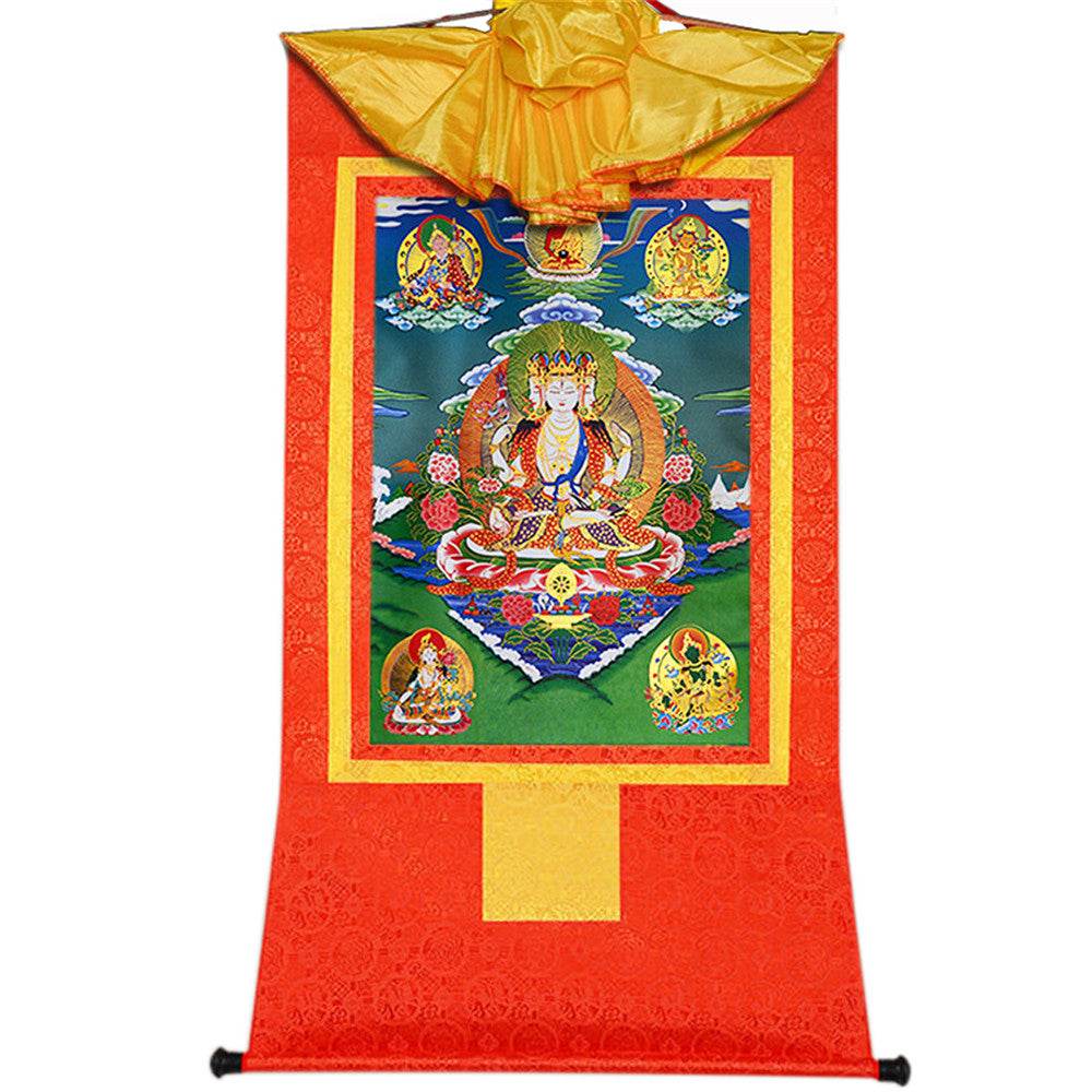 Usnisa Vijaya and 5 Healing Buddhas - Tibetan thangka painting, view 15