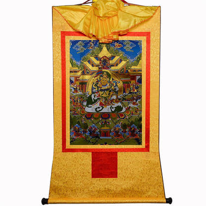 Vaisravana,Buddha of Wealth - Tibetan thangka painting, view 14