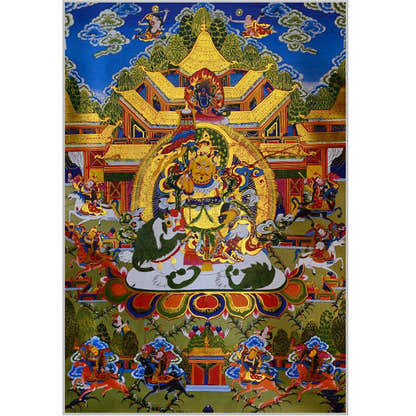 Vaisravana,Buddha of Wealth - Tibetan thangka painting, view 17