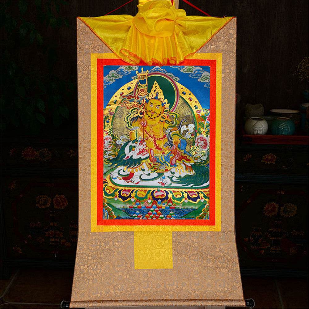 Vaisravana-Buddha of Wealth - Tibetan thangka painting, view 9