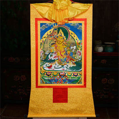 Vaisravana-Buddha of Wealth - Tibetan thangka painting, view 16