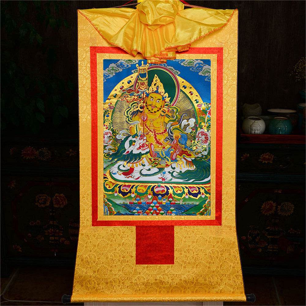 Vaisravana-Buddha of Wealth - Tibetan thangka painting, view 16