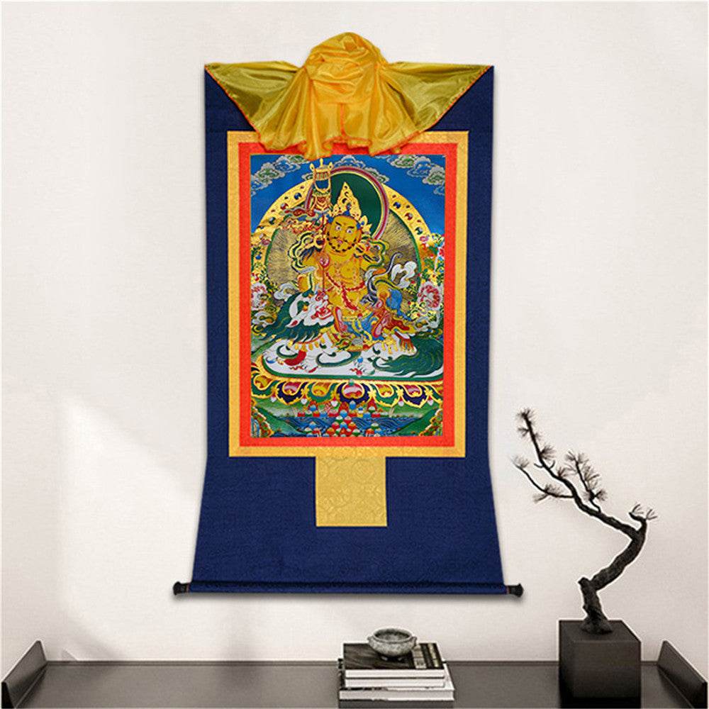 Vaisravana-Buddha of Wealth - Tibetan thangka painting, detailed view