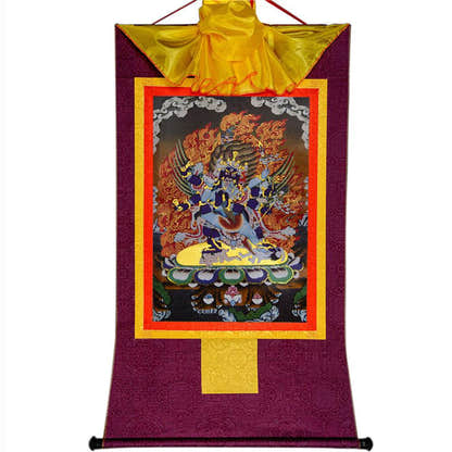 Vajrakilaya-Vajrakumara-Protector Deity - Tibetan thangka painting, view 12