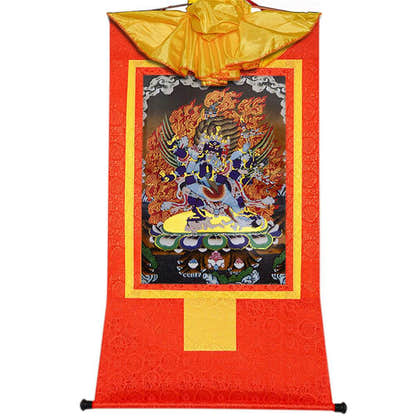 Vajrakilaya-Vajrakumara-Protector Deity - Tibetan thangka painting, view 16