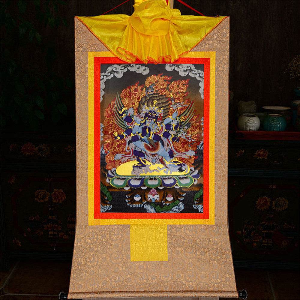 Vajrakilaya-Vajrakumara-Protector Deity - Tibetan thangka painting, view 9