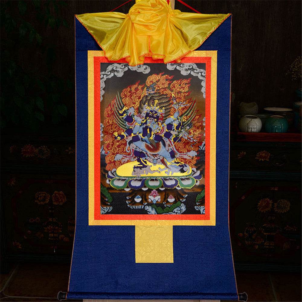 Vajrakilaya-Vajrakumara-Protector Deity - Tibetan thangka painting, view 11