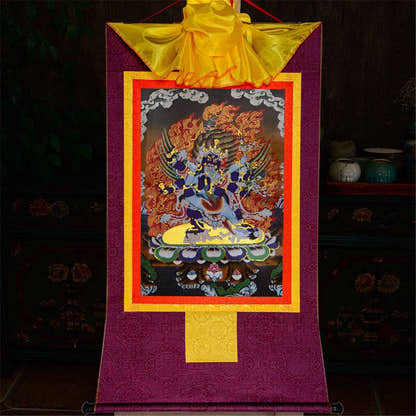 Vajrakilaya-Vajrakumara-Protector Deity - Tibetan thangka painting, view 13