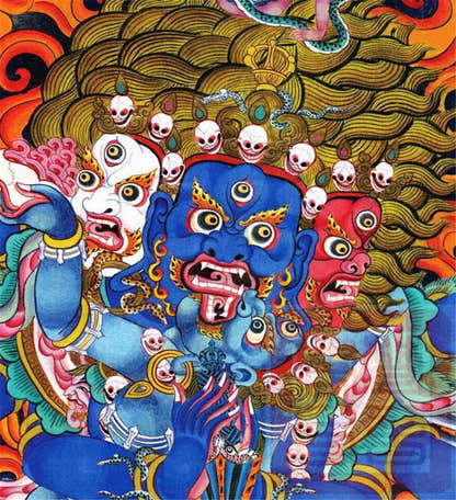 Vajrakilaya-Vajrakumara-Protector Deity - Tibetan thangka painting, view 17