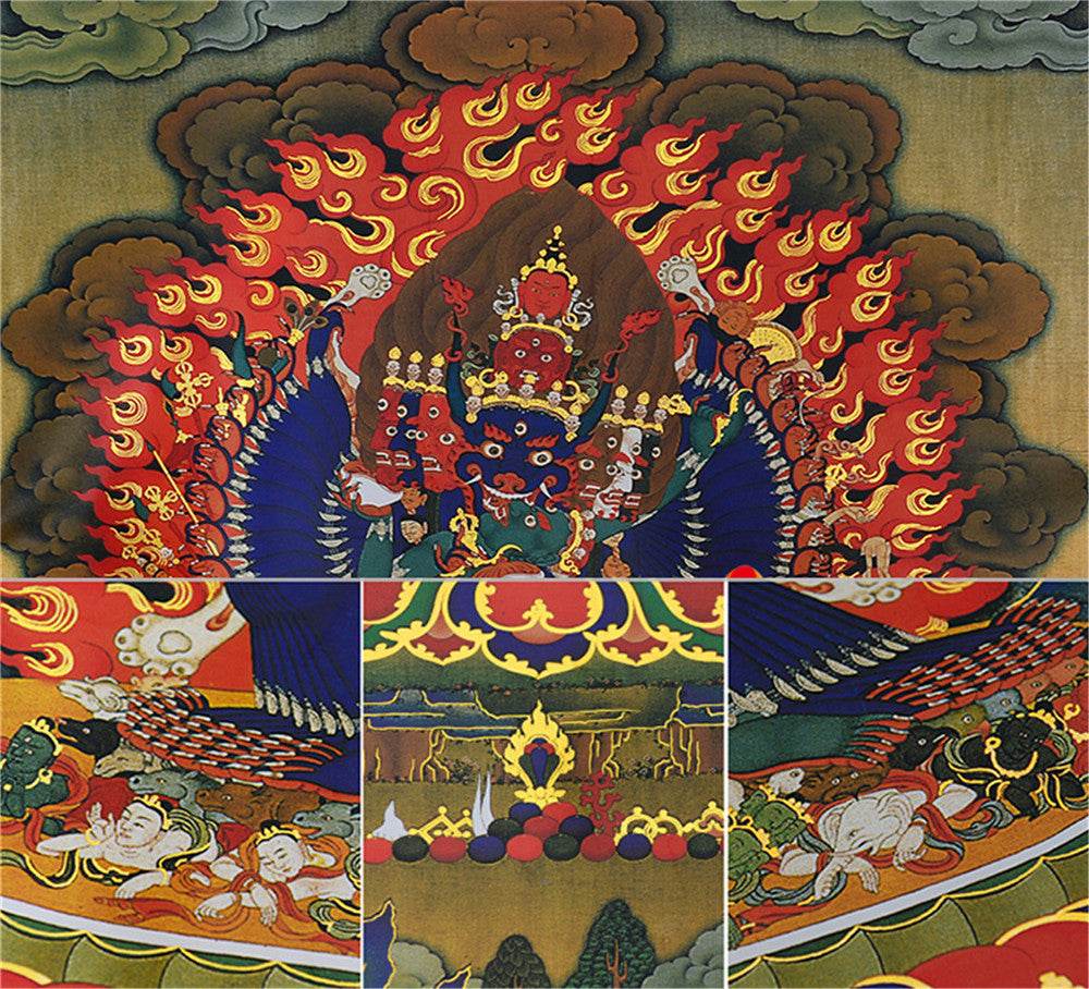 གཤིན་རྗེ་གཤེད་ Yamantaka- Conqueror of the Lord of Death - Tibetan thangka painting, view 16