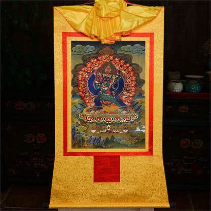 གཤིན་རྗེ་གཤེད་ Yamantaka- Conqueror of the Lord of Death - Tibetan thangka painting, view 14