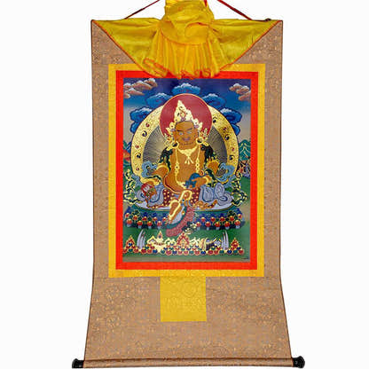 Yellow Jambhala,Dzambhala - Tibetan thangka painting, view 8
