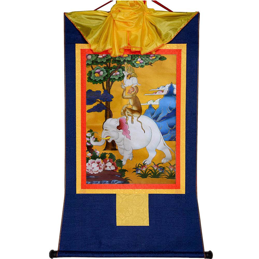 Four Harmonious Animal Brothers - Tibetan thangka painting, view 9