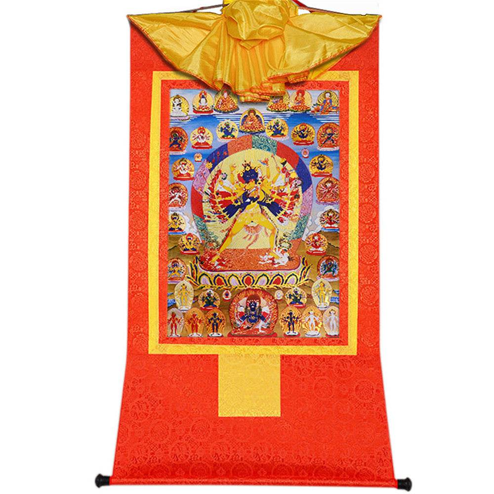 Kalacakra Vajrayogini in Yab Yum - Tibetan thangka painting, view 16