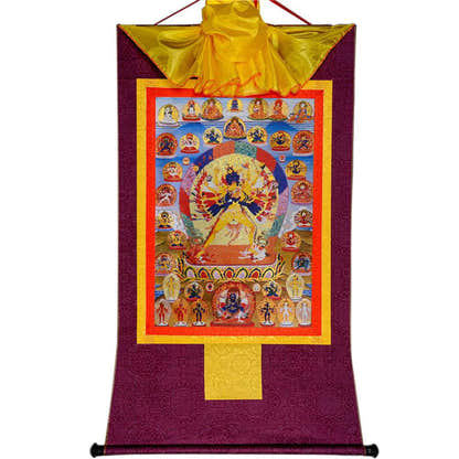 Kalacakra Vajrayogini in Yab Yum - Tibetan thangka painting, view 11