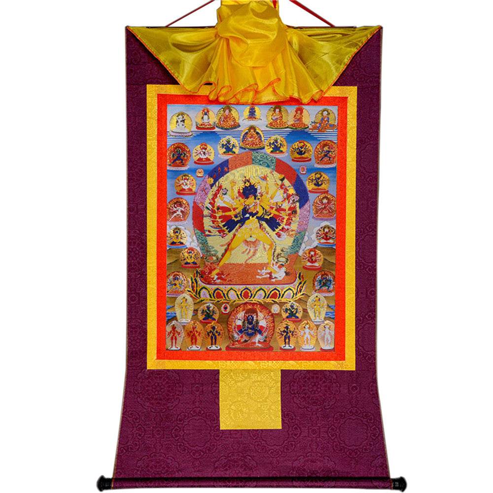Kalacakra Vajrayogini in Yab Yum - Tibetan thangka painting, view 11