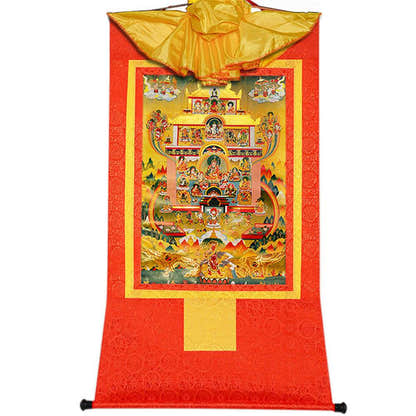 Guru Rinpoche Pure Land - Tibetan thangka painting, view 16