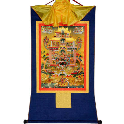 Guru Rinpoche Pure Land - Tibetan thangka painting, view 9