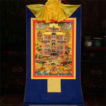 Guru Rinpoche Pure Land - Tibetan thangka painting, view 10