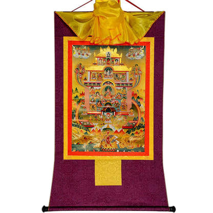 Guru Rinpoche Pure Land - Tibetan thangka painting, view 11