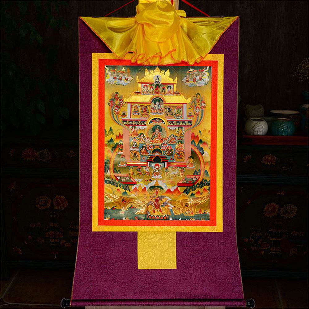 Guru Rinpoche Pure Land - Tibetan thangka painting, view 12