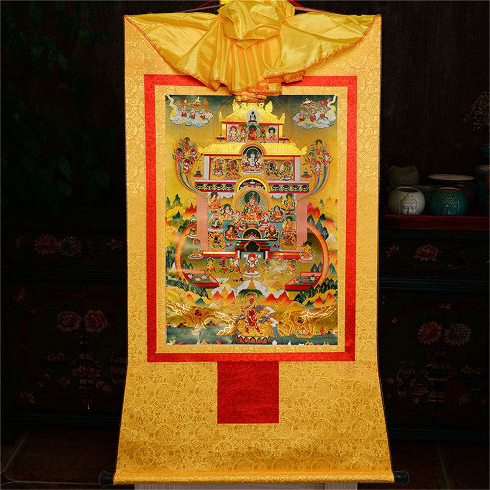 Guru Rinpoche Pure Land - Tibetan thangka painting, view 15