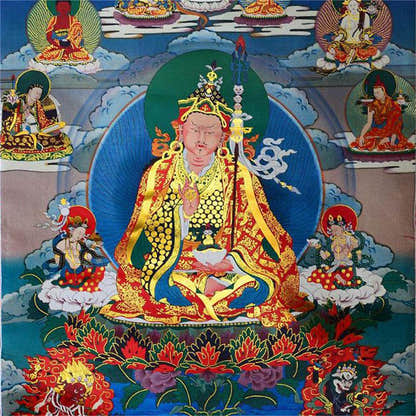 Padmasambhava,Guru Rinpoche,Lotus Born - Tibetan thangka painting, view 14