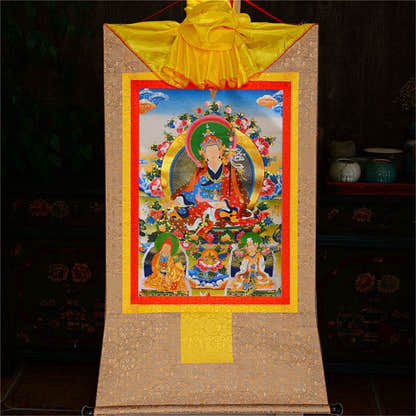 Padmasambhava,Guru Rinpoche,Lotus Born - Tibetan thangka painting, view 9