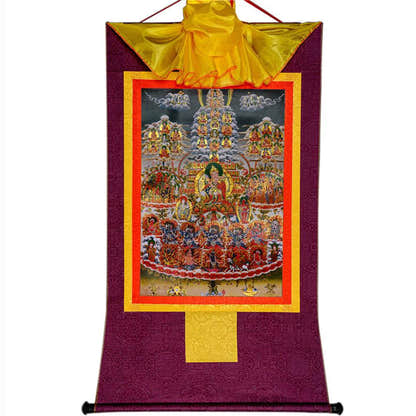 Guru Rinpoche Refuge Tree - Tibetan thangka painting, view 13