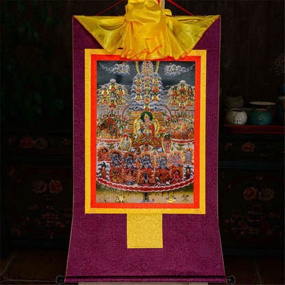 Guru Rinpoche Refuge Tree - Tibetan thangka painting, view 12