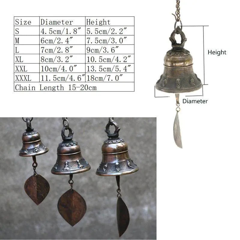 Tibet Wind Chimes - Tibetan Buddhist art, size reference