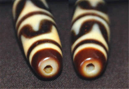 Tiger Tooth Tasso Dzi Bead - Tibetan dzi bead, view 4