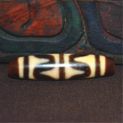 Tiger Tooth Tasso Dzi Bead - Tibetan dzi bead, view 8